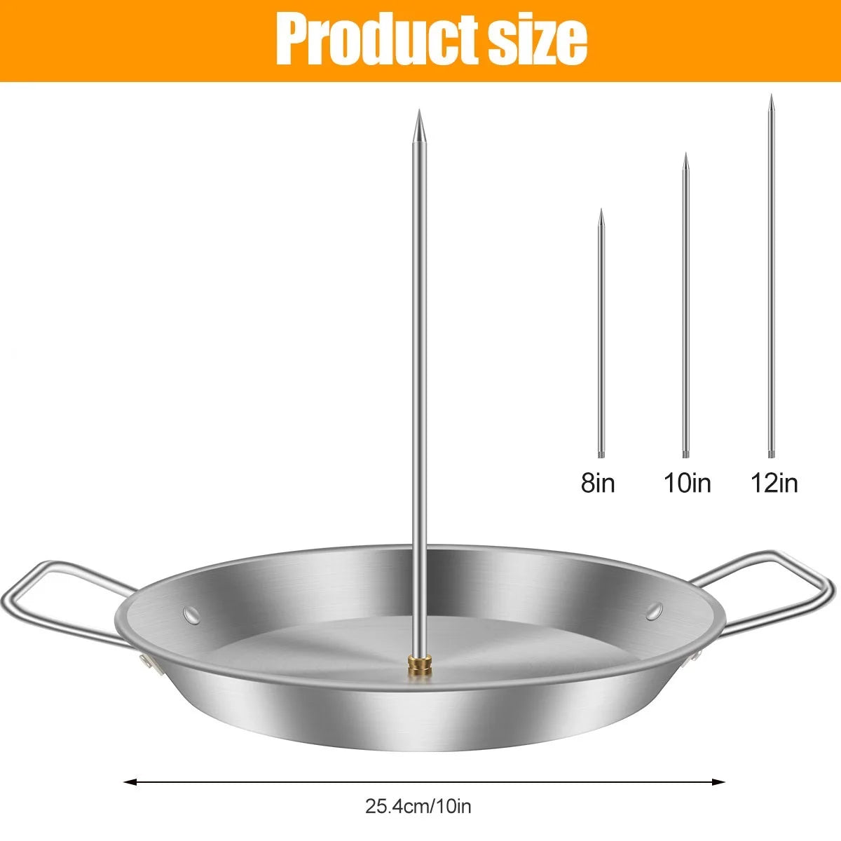 Vertical Meat Skewer Stainless Steel BBQ Vertical Skewer Grill with 3 Replacement Spikes Barbecue Vertical Skewer Grill Rack