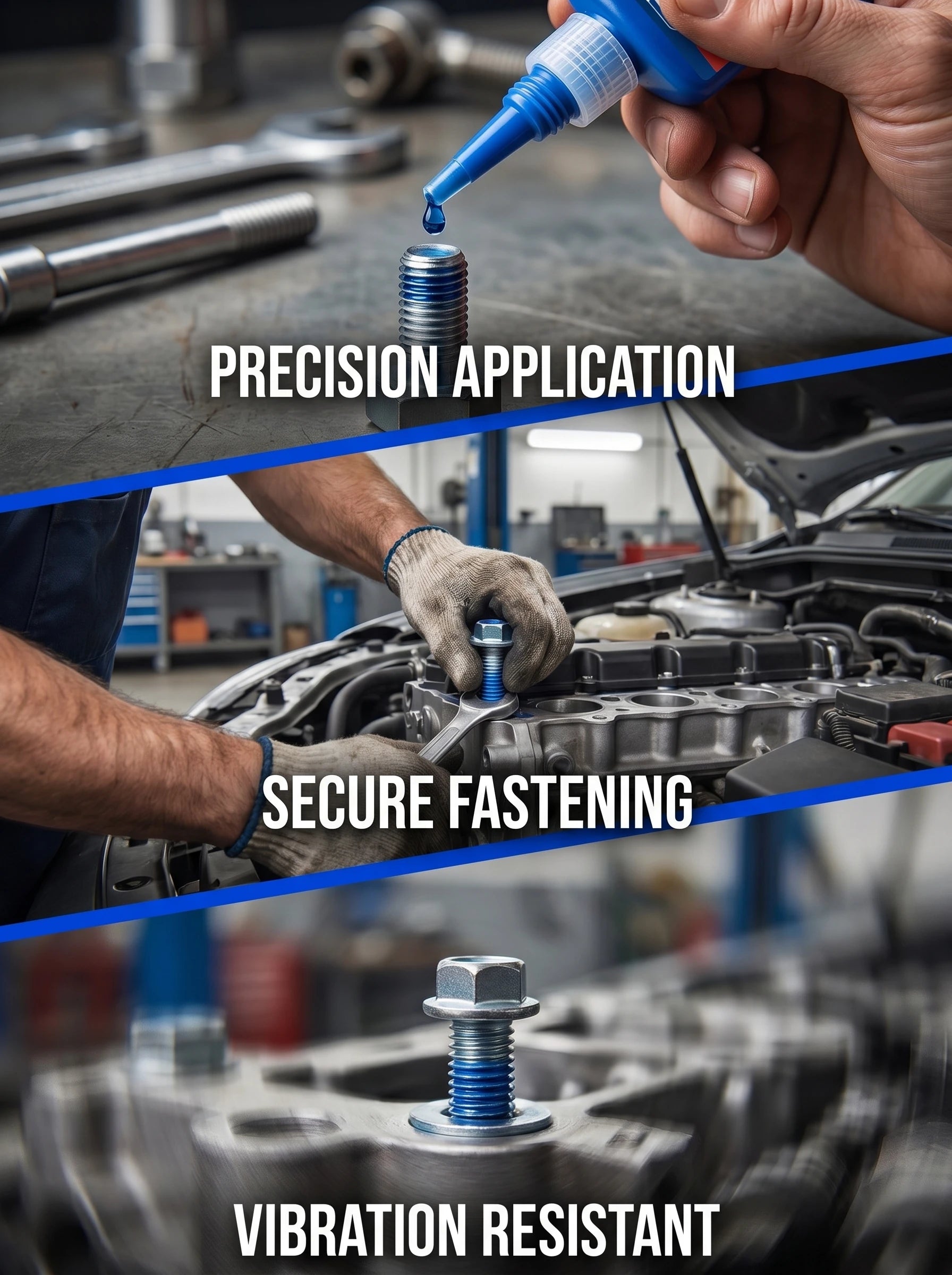 1–3 Pieces of 50ml Anaerobic Adhesive, Medium Strength, Quick-Drying Threadlocker, Oil and Water Resistant, Heat Resistant. Suitable for Metal Bolts, Nuts, and Screws