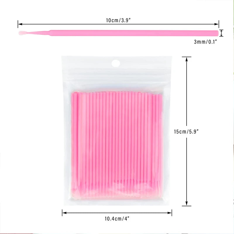 100Pcs Eyelash Cleaning Brush Lash Extension Micro Cotton Swab Individual Eyelashes Microbrush Beauty Makeup Clean Remover Tools