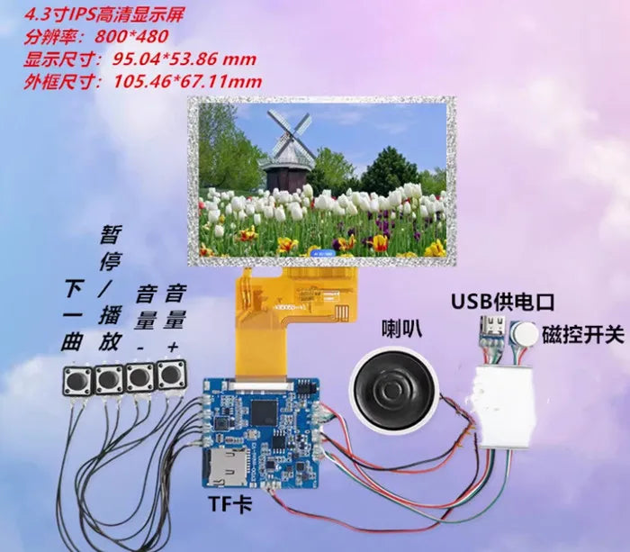 maithoga IPS 4.3 inch 40P HD TFT LCD Capacitive Touch Screen NV3047 FT5436 GT911 IC RGB Interface 800*480 HDMI-compatible Board