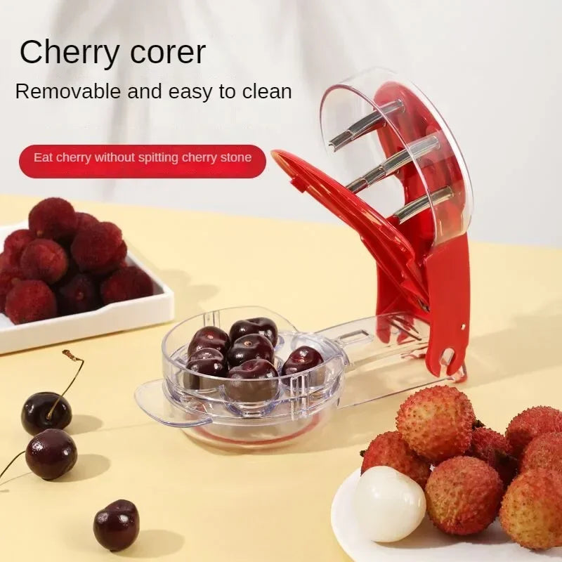 Stainless Steel Cherry Pitters Corer Handheld Press Cherry Pitter Remover with 6 Holes Multi-Purpose Fruit Core Pitting Tools