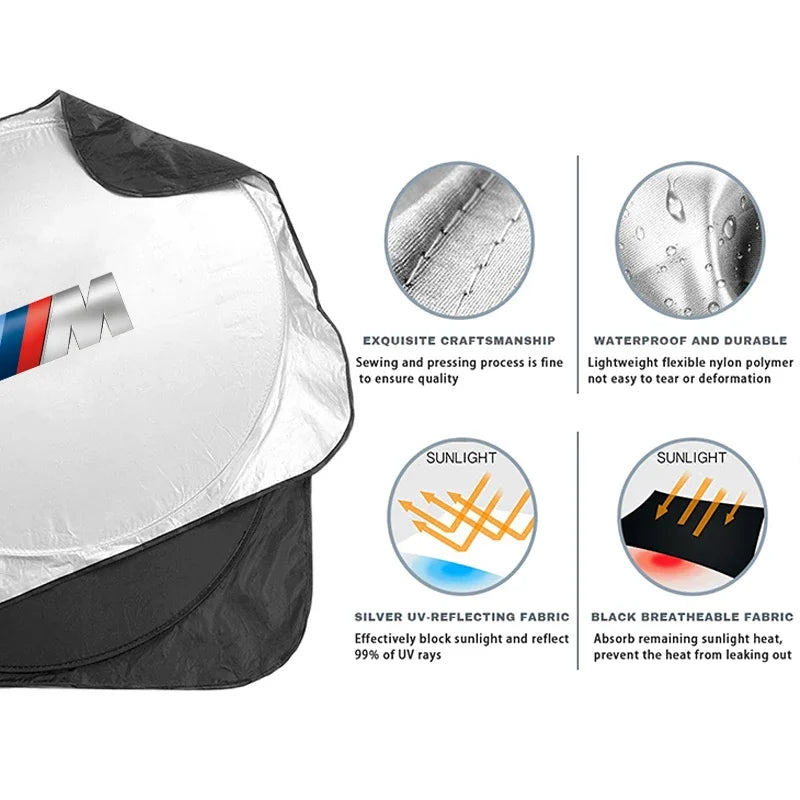 Car Windshield Sun Shade Visor UV Protection Shield For BMW X1 X2 X3 X5 X4 X6 X7 G30 G20 G32 G11 G12 F40 F30 F20 i7 glasses clip