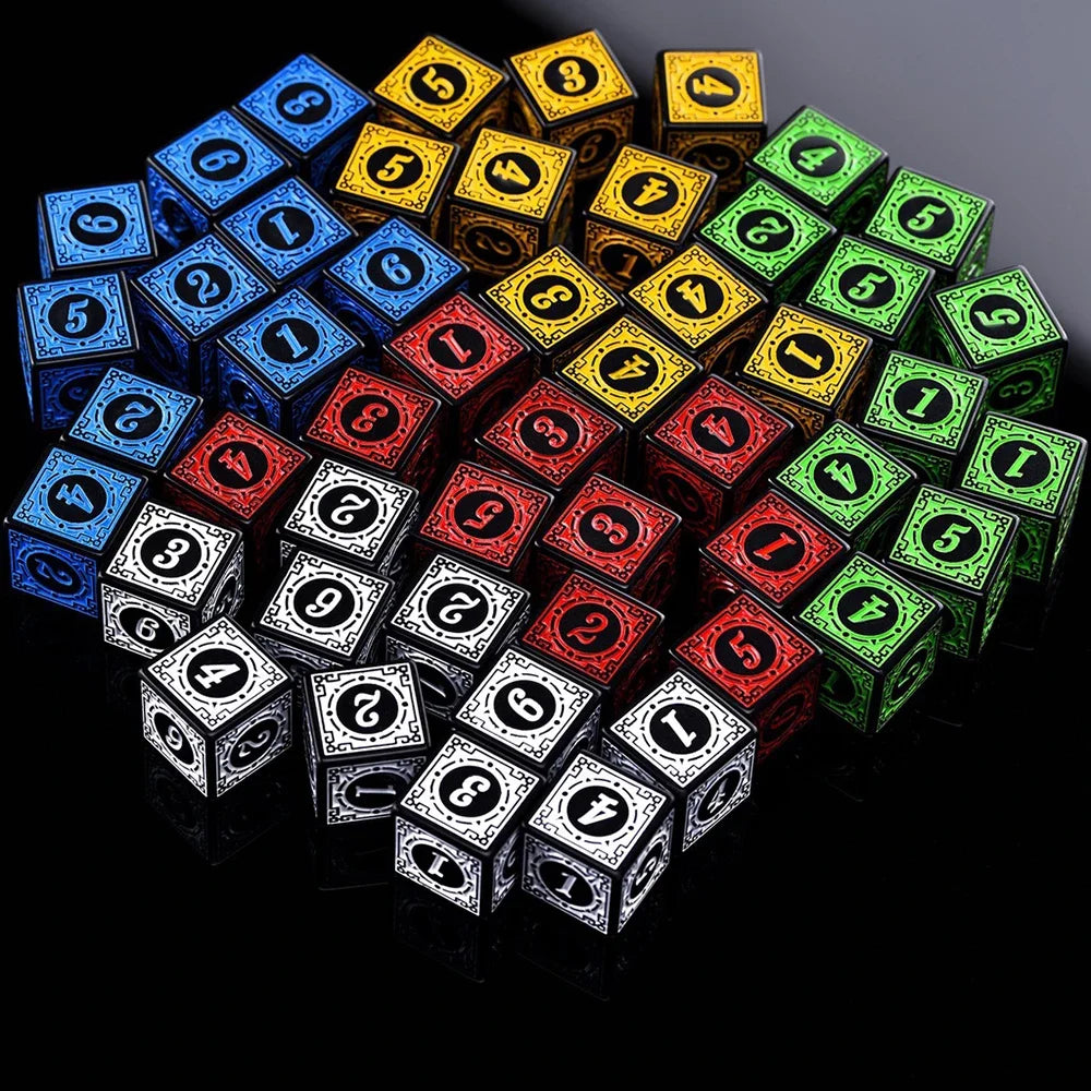 10Pcs/Set 16mm D6 Dice Square Edged Corner Numbers 6 Sided Dices Acrylic Playing Table Board Games Bar Pub Club Party DND