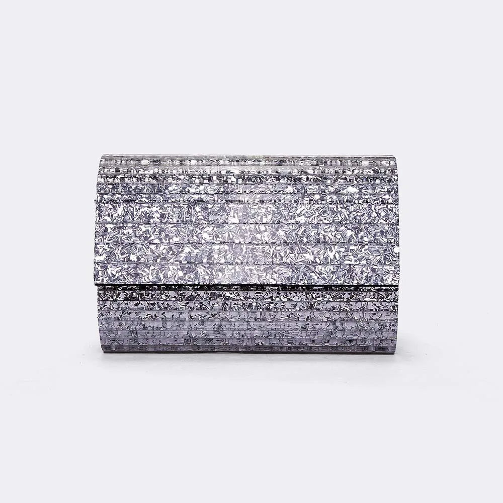 Fashionable Spliced Stripes Acrylic Evening Clutch Handheld Crossbody Ladies Bag for Weddings and Parties