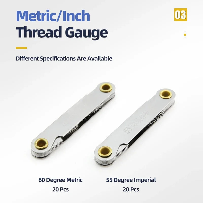 55/60 Degree Thread Plug Gauge Metric Imperial Gear Tooth Screw Pitch Gauge Carbon Steel Measuring Tool Tap Thread Measurement