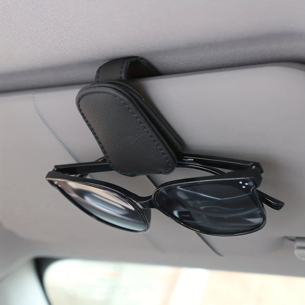 Sunglasses Holders For Car Magnetic Genuine PU Leather Sunglasses Clip For Car Visor Glasses Hanger Clip
