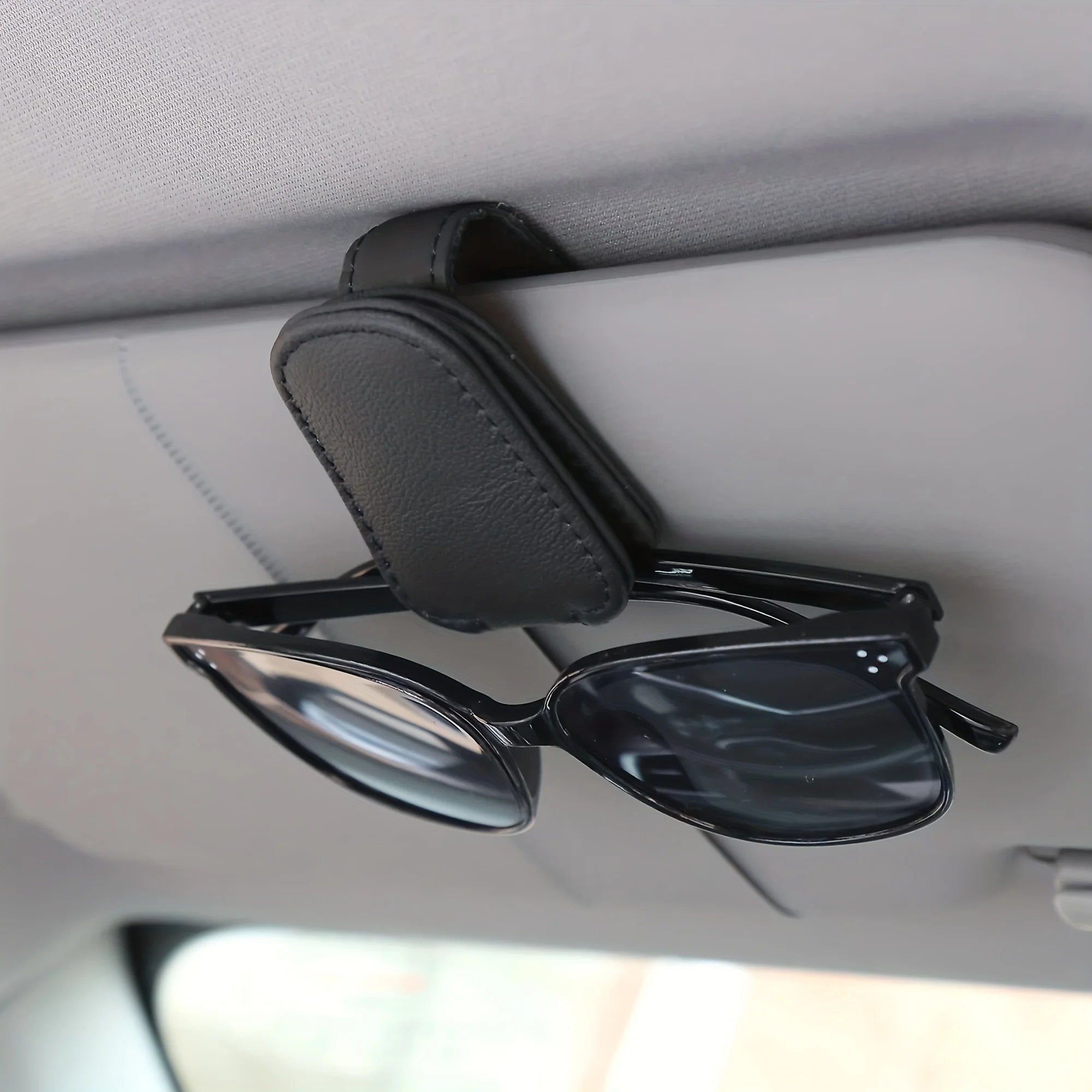 Sunglasses Holders For Car Magnetic Genuine PU Leather Sunglasses Clip For Car Visor Glasses Hanger Clip