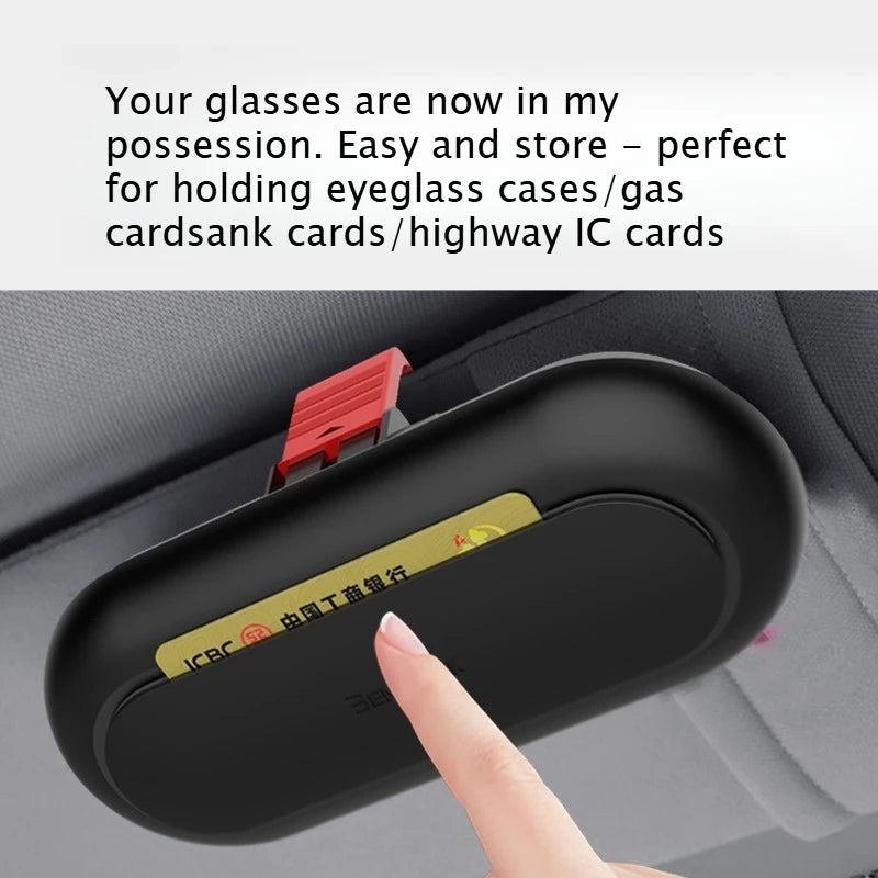 Multifunctional Car Sun Visor Glasses Case - White, Holds Sunglasses/Cards, Auto Eyeglass Clip Storage Accessory
