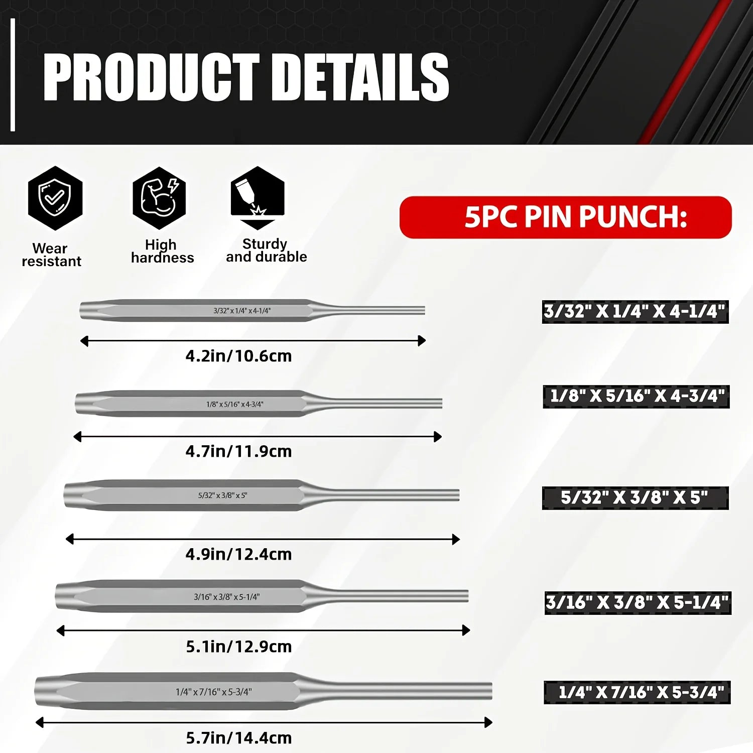16Pcs Punch and Chisel Set With Storage Pouch, Including Taper, Cold Chisels, Pin, Center, Chrome Vanadium Steel