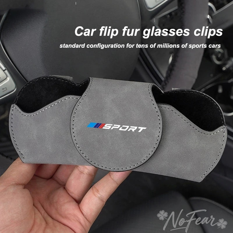 Leather Car Glasses Case Sun Visor Glasses Holder Sunglasses Clip Storage For  BMW 1 3 5 Series G30 G20 F30 F10 E60 X1X3 E70 F15