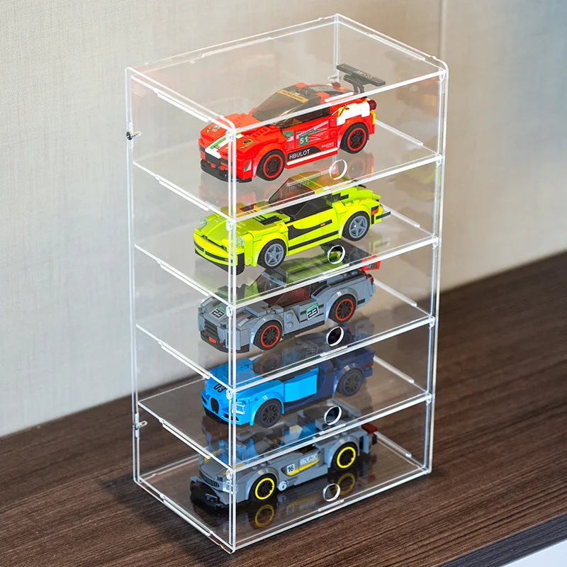 Fully Transparent Acrylic Car Model Display Case 2-6 Layer Storage Box With Door Hot Wheels Acrylic Cabinet For 1/32 Racing Car