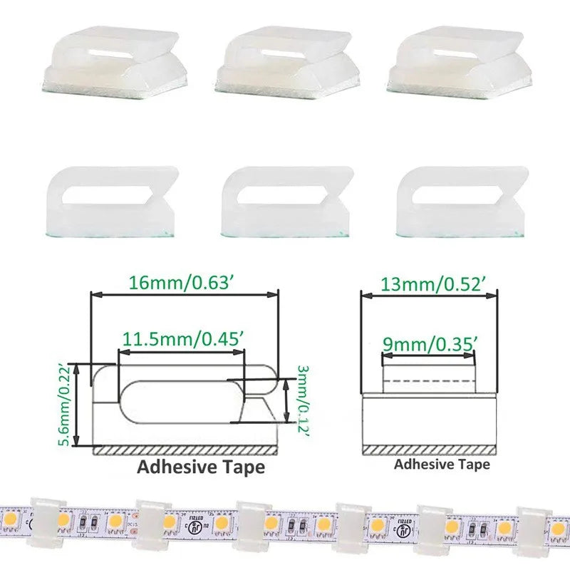 Light Strip Mounting Clips Self Adhesive Led Light Fasteners Mounting Holder Cable Clamp Organizer Led Fix Holder Clips