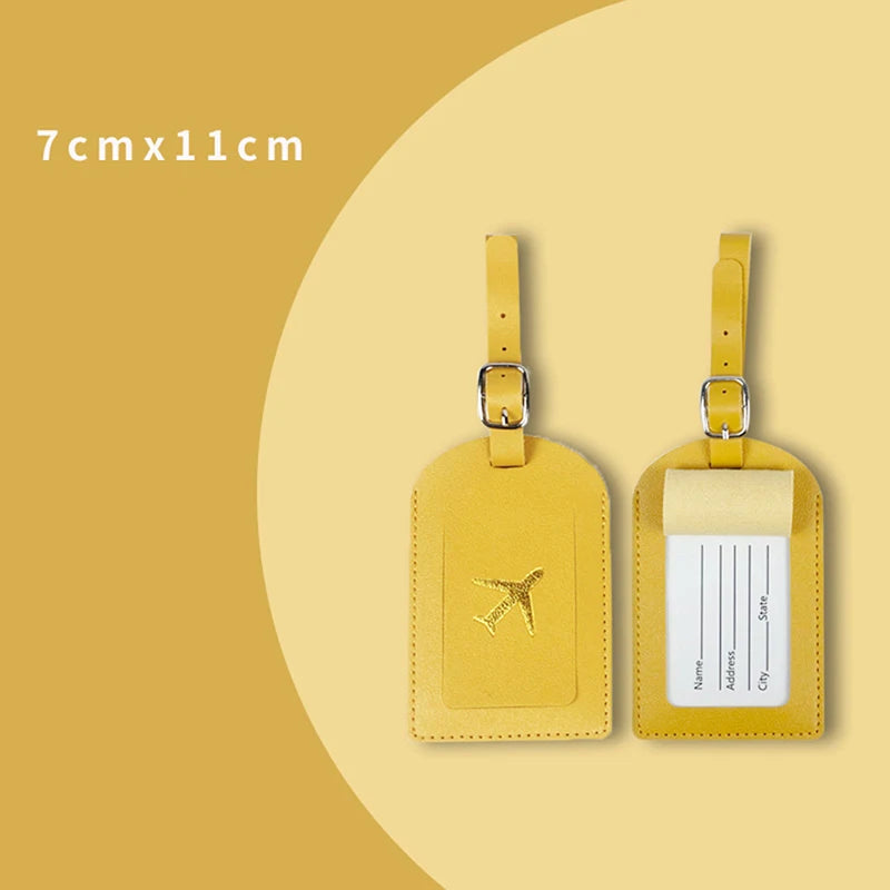 1pcs PU Leather Luggage Tag Name ID Labels Travel Suitcase Identifier Label Boarding Bag Tag Travel Accessories