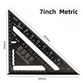 New 7Inch Triangle Ruler Measurement Tool Aluminium Alloy Carpenter Tools Inch Metric Angle Ruler Speed Square Woodworking Tools