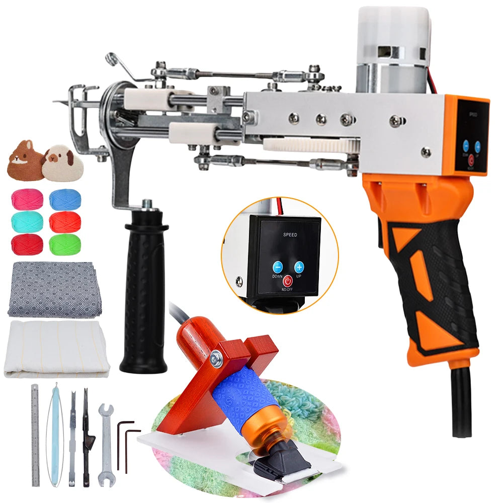 Tufting Gun 2 in 1 Set Electric Carpet Tufting Gun Electric Carpet Tapis Knitting Tufting Pistol Weaving Flocking Rug Machine