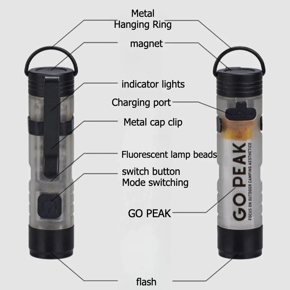 GOPEAK Pocket Mini Flashlight Outdoor Key Clip Cap Ambient Led Long Endurance Disaster Relief Emergency 5050 Small Light
