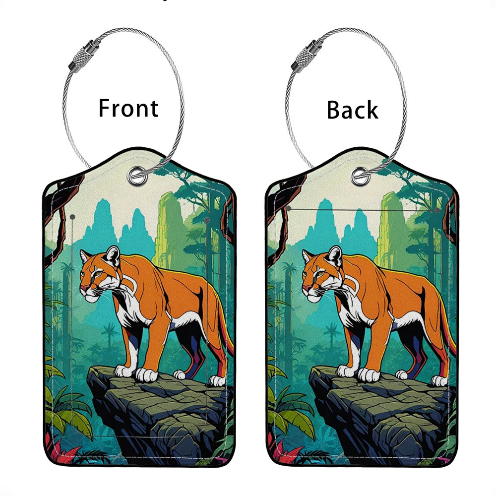HOT SALE Cute animals Leather Business Luggage Tag Suitcase Address Label Luggage Boarding Case Label Name ID Address Clip