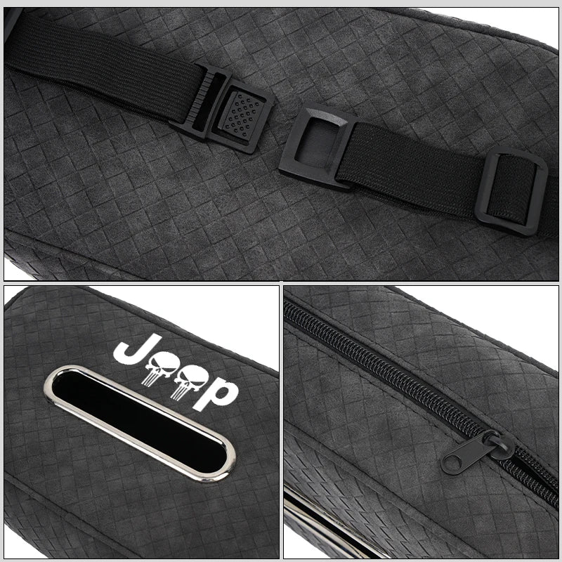 Car Interior Tissue Box Leather Tissue Bag Vehicle Mounted Holder For Jeep Patriot Renegade Wrangler JK JL Liberty Trailhawk