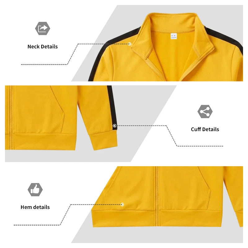 Men's two-piece loose casual commuting simple zip-up stand collar jacket and sweatshirt set, breathable and not stuffy