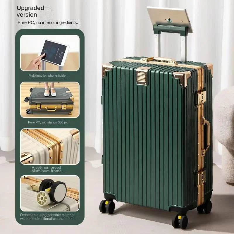 20-30inch Shockproof and Drop-resistant Suitcase Large Capacity Travel Luggage Aluminum Frame Password Lock Student Trolley Case