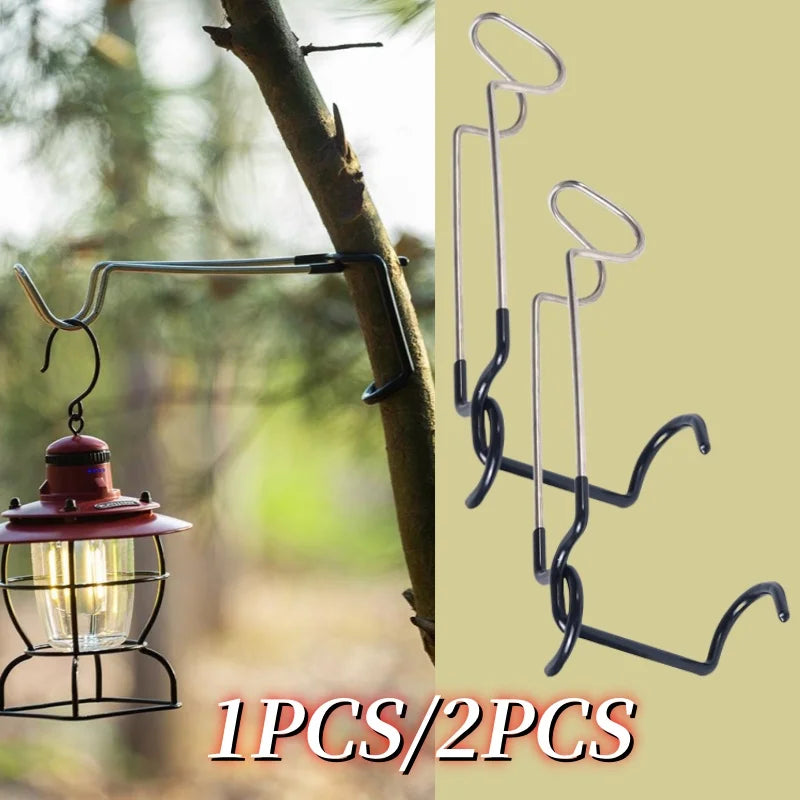 1/2 Pcs Stainless Steel Lantern Stand Hook Camping Tent Pole Hook Lantern Holder Hanger Clips for Camping Light Hooks, Grill