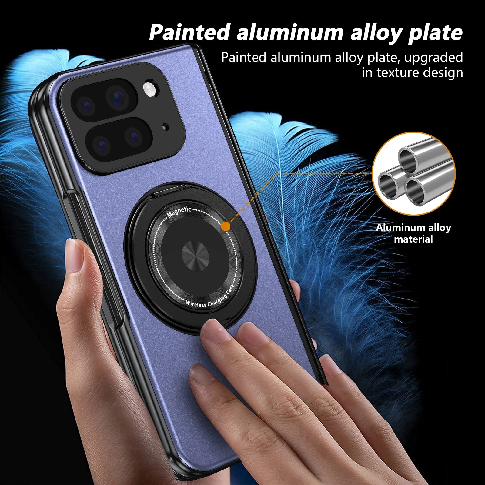 2700 Gass Strong Magnetic 360 Stand Ring Case for Google Pixel 10 Pro Fold Cover- Metal Hinge Protection with Screen Protector