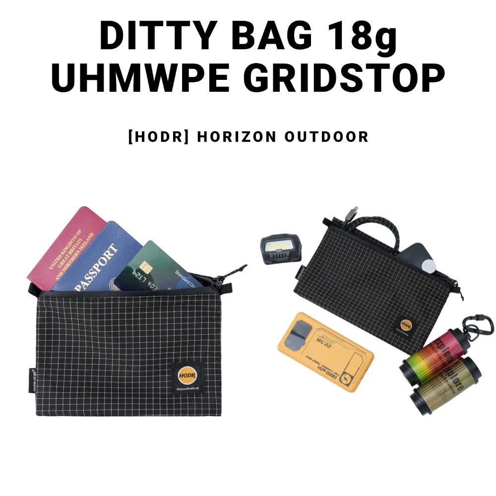 [HODR GEAR] Ditty Bag Self Standing Ultralight 210D Gripstop UHMWPE Storage Pouch Travel Organizer for First Aid Passport Wallet