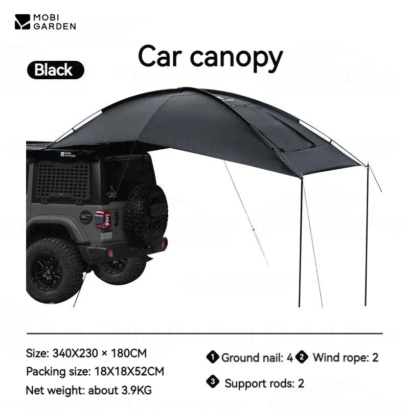 MOBI GARDEN Car Side Tent SUV Docking Camping Picnic Waterproof Sunscreen UPF50+ Convenient Black Advanced Canopy Awning Outdoor