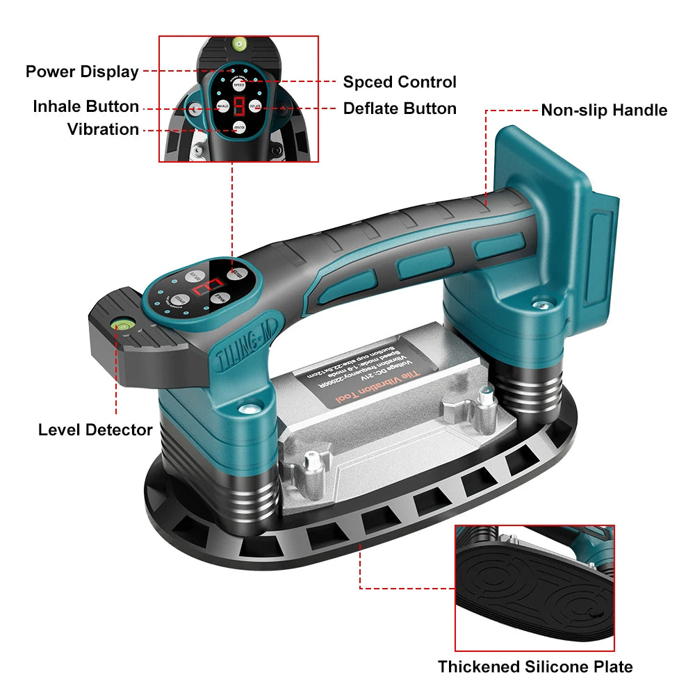 YEARTOP Cordless Tile Laying Machine 9 Speed500KG Tile Vibration Leveling Machine Installation Power Tool for Makita 18V Battery