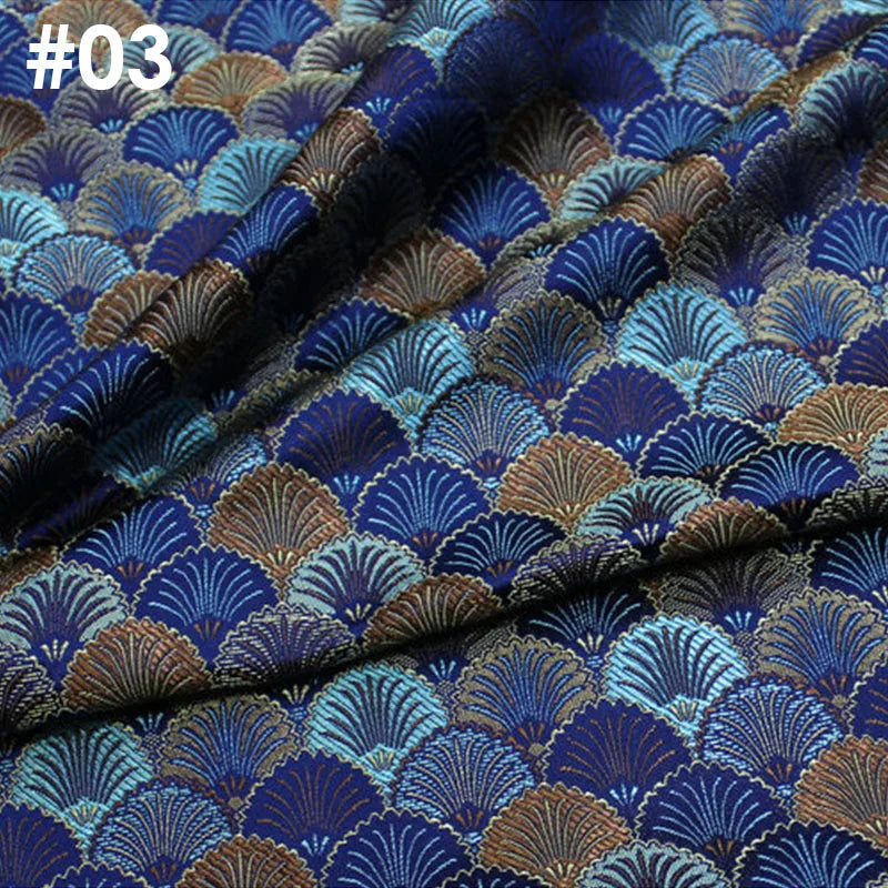 50x75cm Brocade Jacquard Fabric Ginkgo Leaf Design Faux Silk Material For Hanfu Mongolian Robe Cheongsam Costume DIY