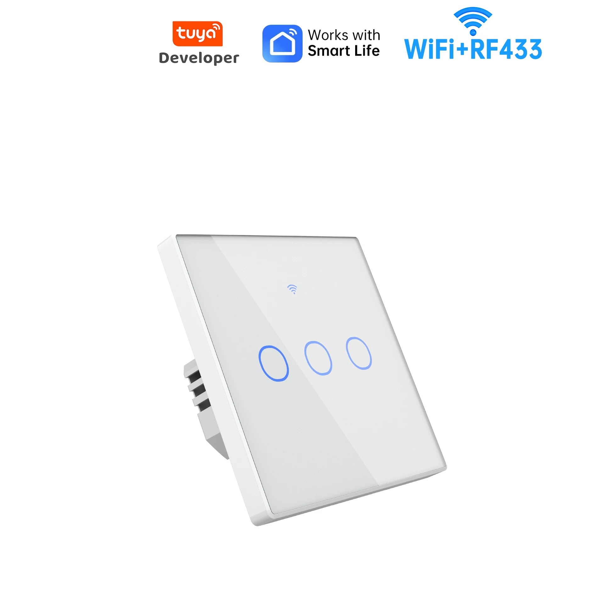 Tuya WiFi Smart Switch, home smart wireless control panel, alexa voice glass touch switch