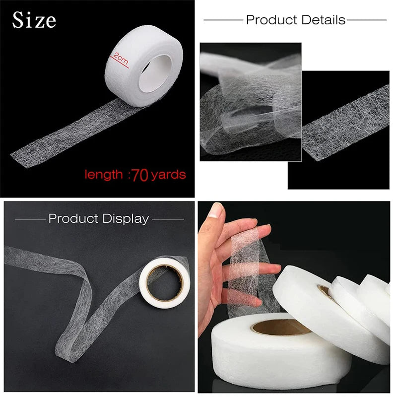 64M Hemming Tape Fabric Adhesive Hem Iron on No-Sew Hemming Tape For Pants Curtains & Drapes Durable Fabric Tape Sewing Tools