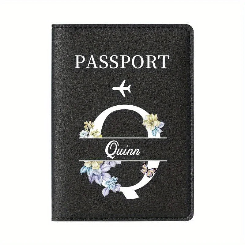 Personalized Custom Black Passport Holder with Custom Name - 26 Letters and Surname. Fashionable Foldable Travel Accessory