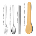 New Four Piece Cutlery Set With Box Stainless Steel Korean Cutlery Spoon Fork Chopsticks Spoon Shape Box Cutlery Travelling