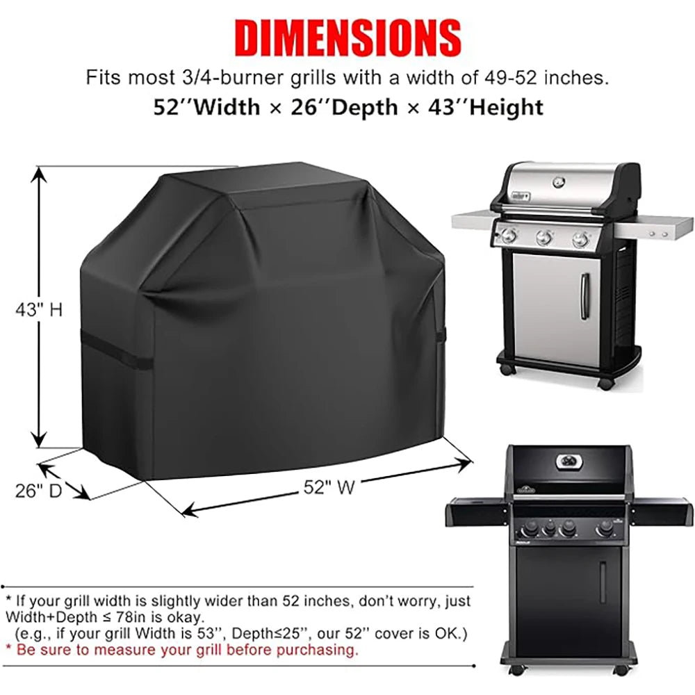 Gas Grill Cover 22-72 Inch, Waterproof Anti-UV Fade Resistant BBQ Cover, Hook-and-Loop Straps for Most Grills