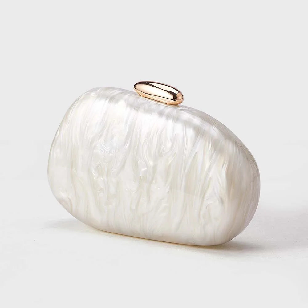 2025 women's new shoulder oblique span bag, special-shaped shell acrylic bag, fashionable wedding dinner clutch bag