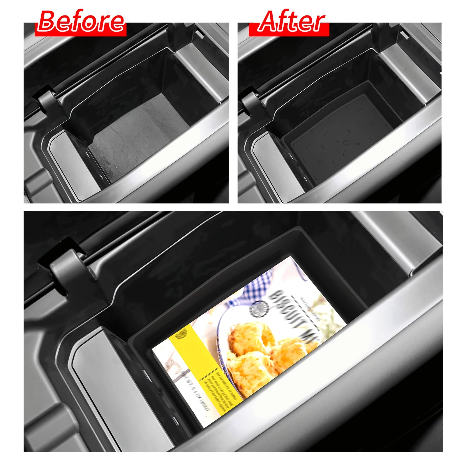 Smabee for Mazda CX-5 CX5 2026 Car Center Armrest Lower Storage Box TPE Tray Organizers Accessories Tidying Black