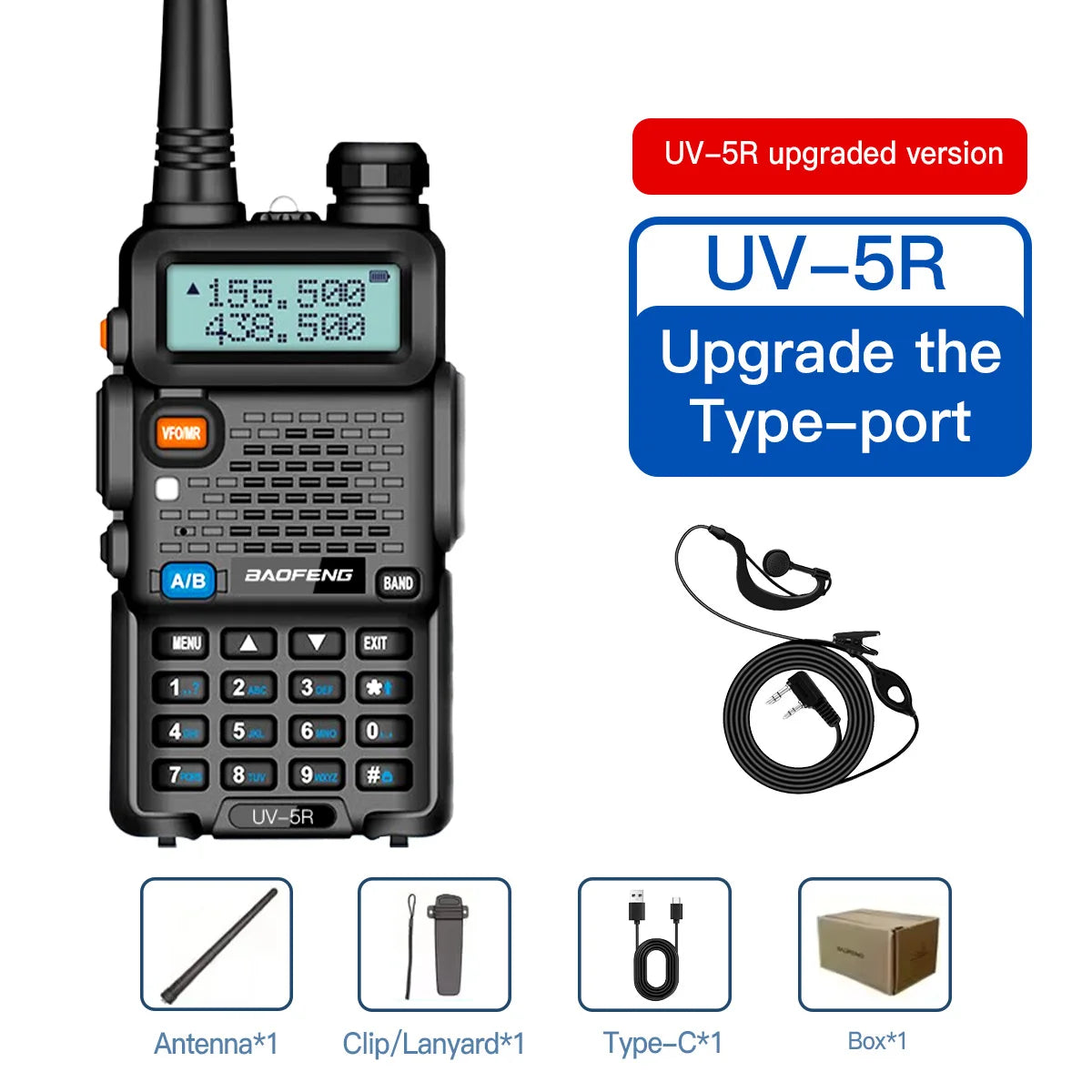 1PC/2PCS baofeng uv 5r USB Long Range Ham Amateur With FM Radio Long Range Portable Two Way Radio Baofeng CB Radio walkie talkie