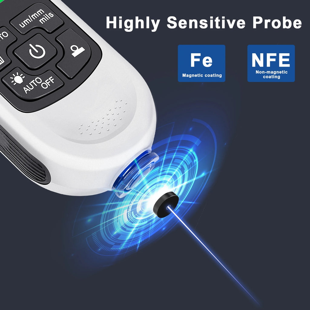 Thickness Gauge For Car Digital Backlight LCD Meter Car Thickness Paint Coating Meter Metal Measuring Tool 0-2000um HW-300PRO