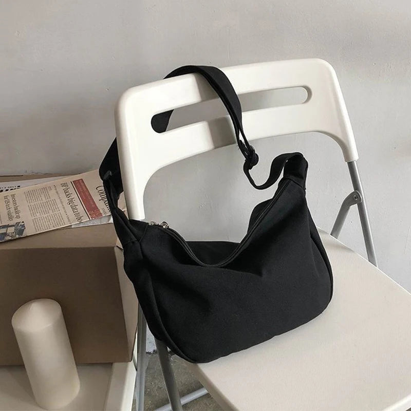 New【Canvas Crossbody Bag Large Capacity Hip-Hop Street Style For Both Men And Women】
