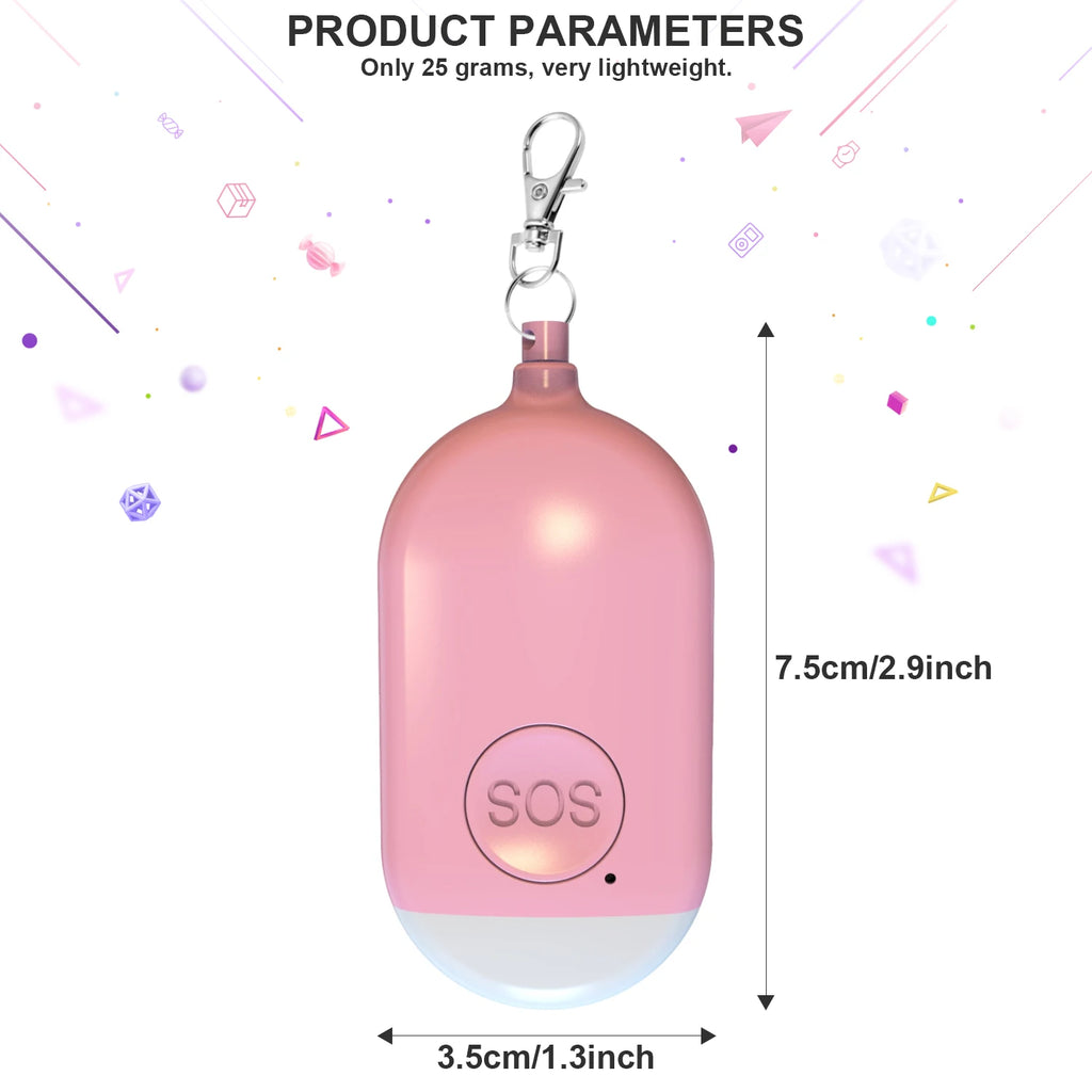 Rechargeable Self Defense Keychain Alarm 130dB Loud Emergency Personal Siren with Flashing Strobe Light SOS Safety Alert Device