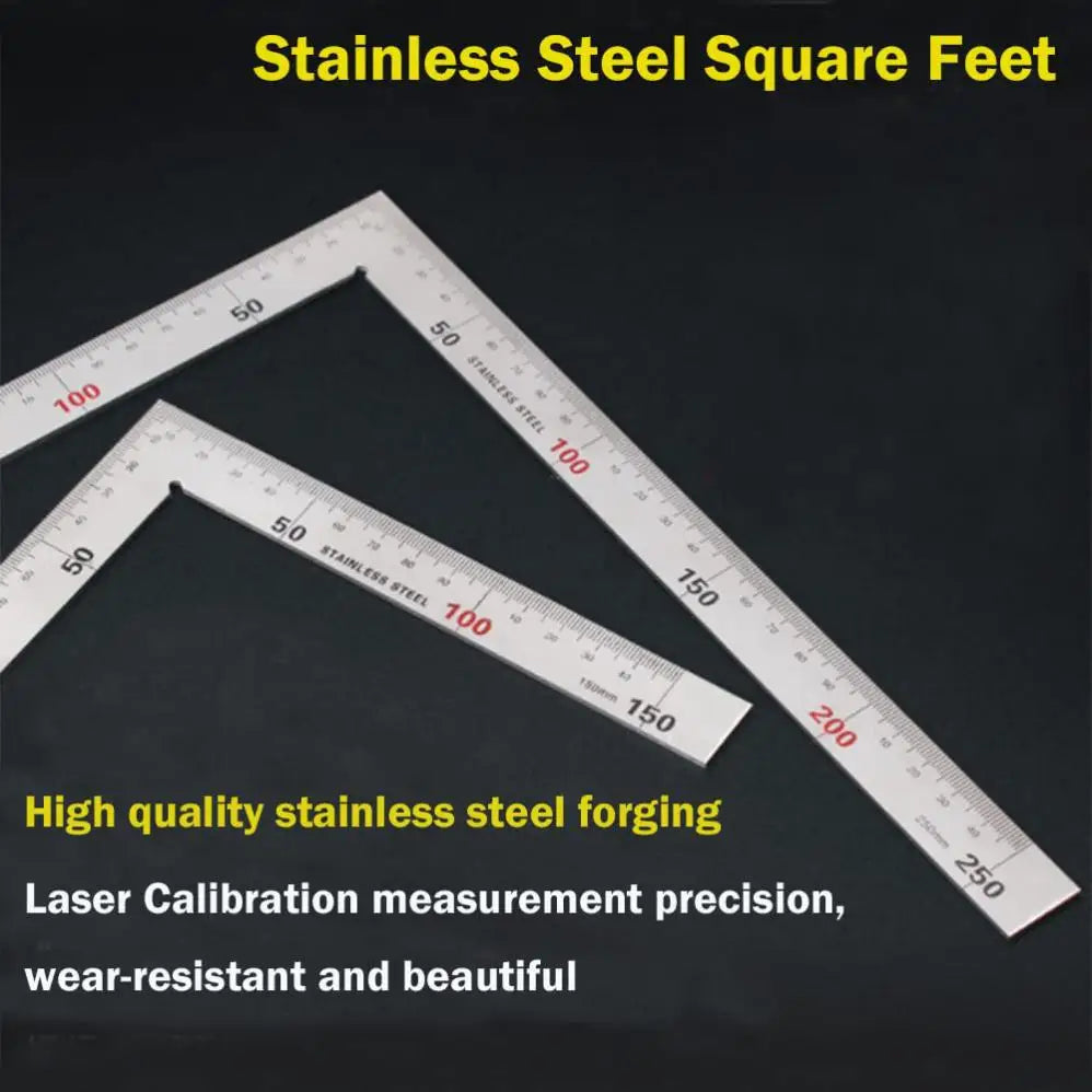 1pc 150 x 300mm / 250 x 500mm 90 Degree Stainless Steel Right Angle Ruler for Woodworking / Office