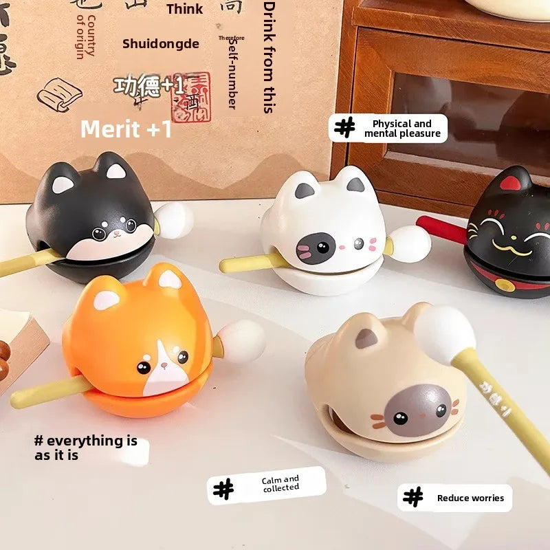 New-style stress-relief wooden fish striking calming ornament, popular netizen emotion-stabilizing toy, cute Buddhist-style