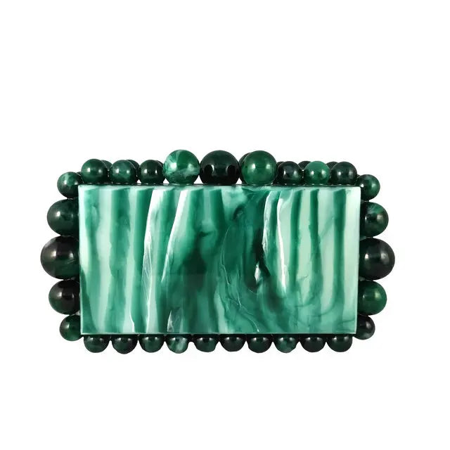 Boutique De FGG Women Acrylic Box Clutch Beaded Evening Handbags Casual Clutches Purse Chain Shoulder Bags Crossbody Bag