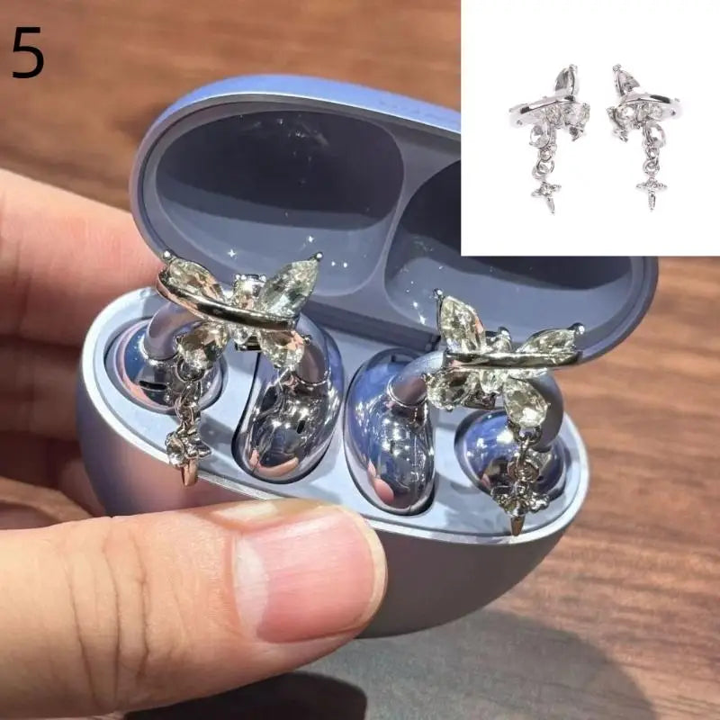 (.) 1Pair DIY Headphone Diameter Buckle Zircon Decorative Headphone Decoration Clip Removable Easy To Install Earbud Accessories
