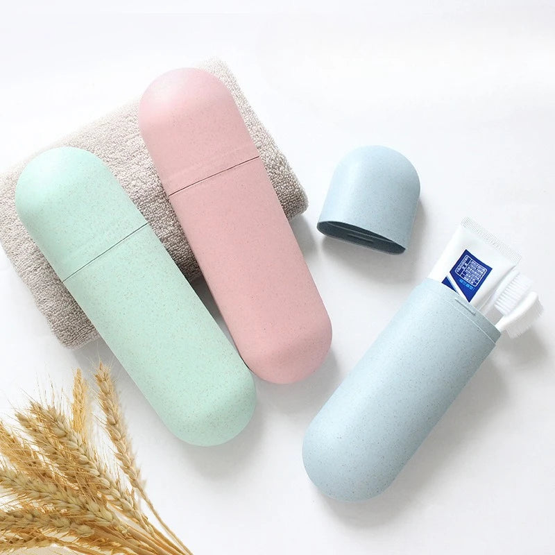 Outdoor Toiletry Tooth Box Wheat Straw Toothbrush Box Business Trips Toothbrushes Toothpastes Box Dental Storage Portable Travel