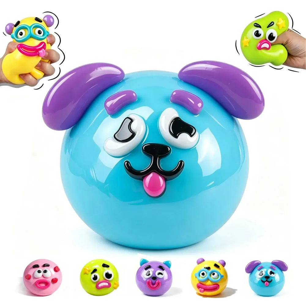 Curiosities NEW Smushers Squishy Dog Face Swap Toy Soft Moldable Cute Slow Rise Squeeze Relaxing Sensory Play for Kids