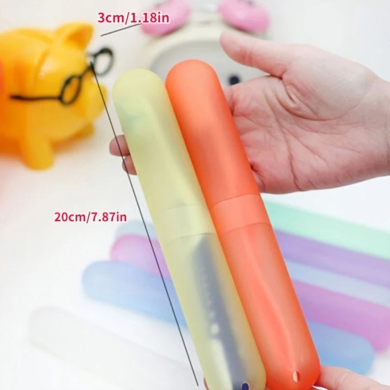 3 Pieces Random Color Stylish Modern Portable Toothbrush Case-Breathable Travel Case for Oral Care Protection, Unscented, Manual