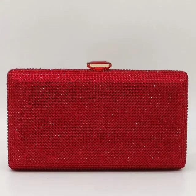 Boutique De FGG Women Black Crystal Clutch Evening Bags Wedding Bridal Rhinestone Box Handbags Party Dinner Diamond Clutch Purse
