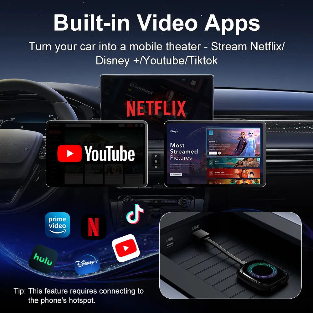SKILLDRIVE 3 in 1 CarPlay Android Auto Adapter Wireless Wired USB Dongle with Ai Box Youtube for CarPlay Adapter